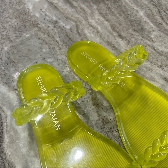 NWOT Stuart Weitzman Neon Electric Lime Braida Sawyer Jelly Sandals Size 9 - Picture 7 of 11